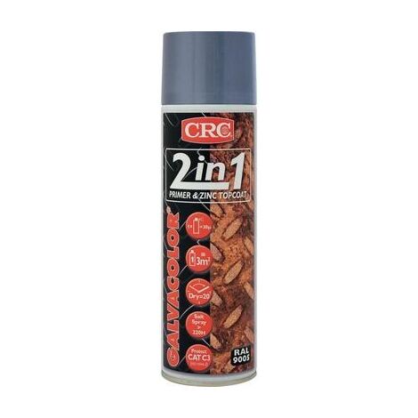 CRC 20581 Galvac Olor 2 In 1 – Vernice Protettiva Spray Nera, 500 Ml, Antiruggine E Decorativa