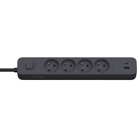 Multiprise, 3 prises, USB-A 17 W, interrupteur, 1,4 m, noire
