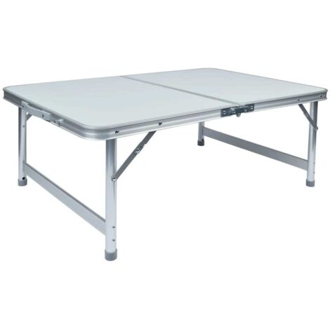 BRÜDER MANNESMANN TABLE DE CAMPING PLIABLE, BOIS D'INGÉNIERIE ALUMINIUM, ARGENTÉ M70115 (1/4)