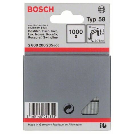 BOSCH 2609200235 LOT DE 1000 AGRAFES TYPE 58 8 X 13 MM