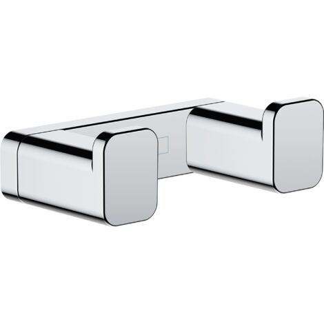 Hansgrohe – Crochet double pour serviettes 41755000 – Fixation murale par perçage – Métal chromé – Largeur 66mm, profondeur 36mm