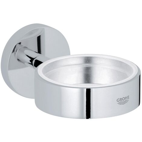 Grohe – Porte-savon en métal chromé – Fixation dissimulée – Dimensions 72 x 106 mm – Compatible avec porte-gobelet et distributeur de savon (1/7)