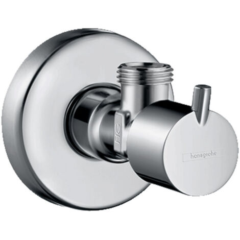 Hansgrohe – Robinet équerre d'arrêt S sortie G 3/8 chromé – Finition laiton – Installation murale – Raccord fileté étanche – 13901000