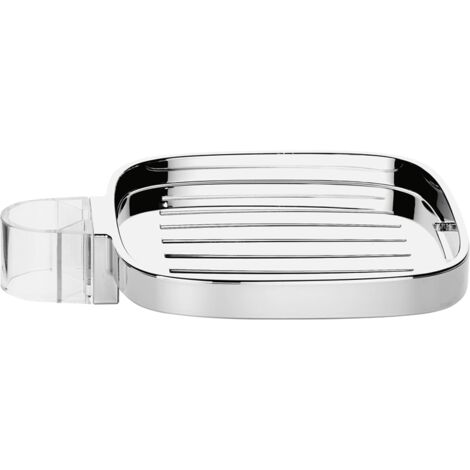 Hansgrohe – Porte-savon chromé amovible pour barres de douche 18/22/25mm – Design arrondi ajustable – Garantie 5 ans