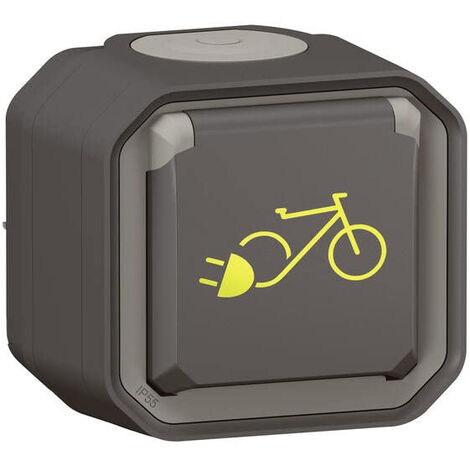 Legrand – Prise de courant étanche 2P+T IP55 pour recharge de vélos électriques – Installation saillie – Résistance aux chocs IK08 – 16A 230V (1/6)
