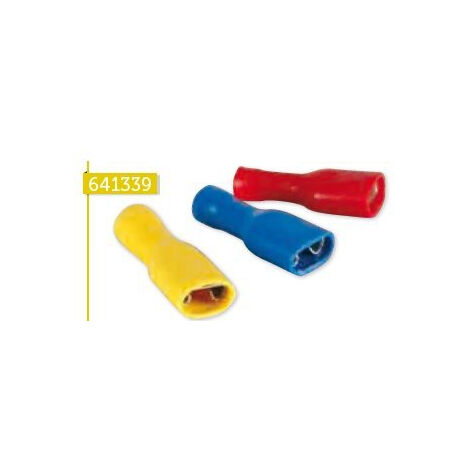 SPOTLIGHT COFFRET DE 12 COSSES ÉLECTRIQUES POUR VOITURE - LOT DE 18 COSSES PLATE FEMELLE ISOLÉE -  6.3MM - ROUGE, BLEU, JAUNE -