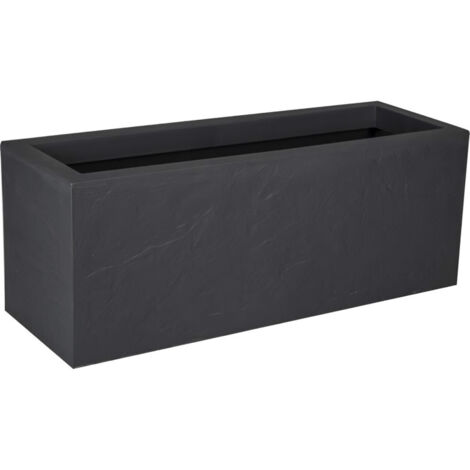 EDA – Jardinière rectangulaire Volcania Up effet pierre 57 L gris anthracite – Polypropylène anti-UV – Dimensions 79,5 x 29,5 x 29,5 cm