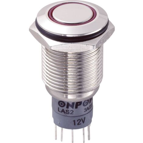 Bouton-poussoir antivandalisme TRU COMPONENTS LAS2GQF-11E/R/12V/N/P 701882 250 V/AC 3 A 1 x On/(On) IP67 à rappel 1 pc( (1/3)
