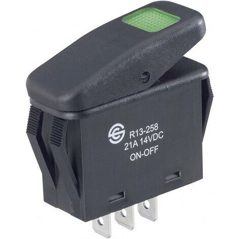 INTERRUPTEUR À BASCULE TRU COMPONENTS TC-R13-258B B/G 1587862 14 V/DC 21 A 1 X OFF/ON IP66 À ACCROCHAGE 1 PC(S) (1/5)