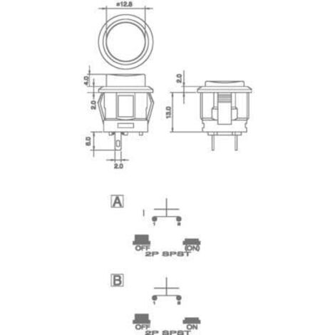 BOUTON POUSSOIR À PRESSION TRU COMPONENTS TC-R13-523A-05RT 1587752 250 V/AC 1.5 A 1 X OFF/(ON) À RAPPEL 1 PC(S) (1/2)