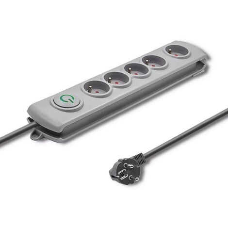 QOLTEC BARRE ANTI-SURTENSION 5 PRISES 1.8M GRIS 50270 (1/3)