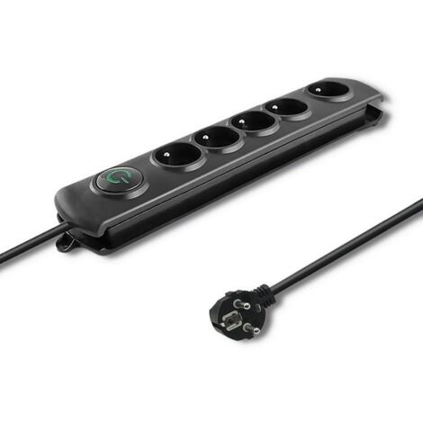 QOLTEC BARRE ANTI-SURTENSION 5 PRISES 1.8M NOIR 50269 (1/5)
