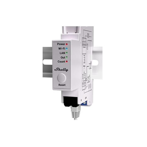 Compteur d'énergie Wi-Fi 50A – Monophasé sur rail DIN – Précision 1 % – Connectivité Bluetooth et LAN – Pour optimisation consommation – Shelly