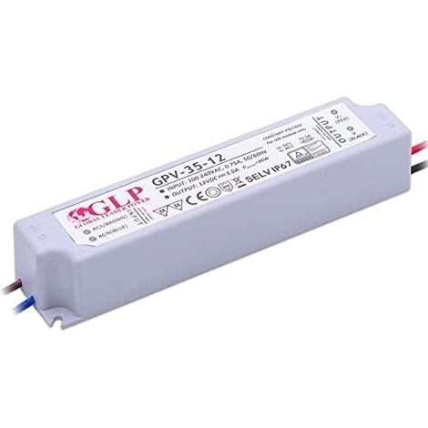 SOURCE D'ALIMENTATION DE GLP TENSION DE COURANT CONTINU ÉTANCHE À LED 12 V, 3 A, 36 W (GPV-35 - 12) FUENTE