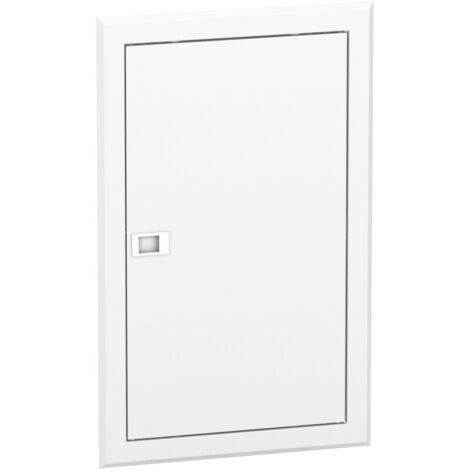 Schneider Electric – Porte de coffret électrique 1x13 modules – Dimensions L 340 mm, H 550 mm, IP40, IK09 – Métal blanc RAL 9003 – Kit réversible - R9H13311