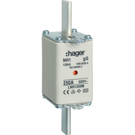 HAGER LNH1250M NH1 GG FUSIBLE NH 500 V 250 A DÉTECTEUR K
