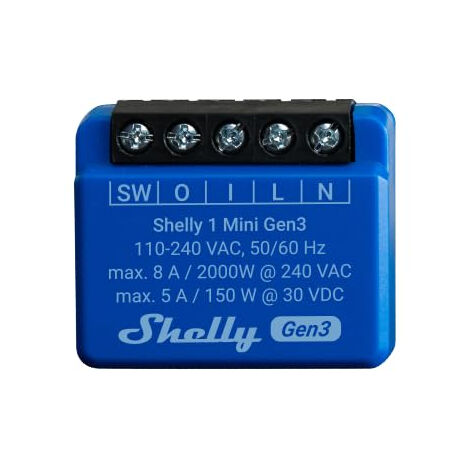 Shelly Shelly 1 Mini Gen3 Actionneur de commutation Wi-Fi, Bluetooth