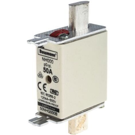 EATON 50 NHG000B INSERT DE SÉCURITÉ, BASSE TENSION, 50 A, AC 500 V, NH000, GL/GG, IEC, DOUBLE KENN DÉTECTEUR DE TENSION FÜHRENDE (1/3)
