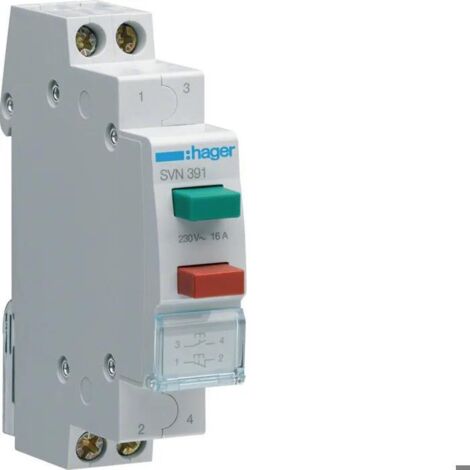 HAGER SVN391 POUSSOIR 16 A 250 V 1 NA + 1NC (1/2)