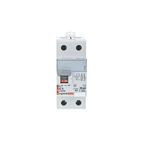 Legrand – Disjoncteur différentiel 2P 63A 30mA type AC – Protection contre chocs électriques – Installation simplifiée – Courant 230V