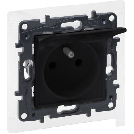 PRISE AVEC COUVERCLE 2P + E FRANZ. SYSTÈME NOIR NILOE STEP ENCASTRÉ LEGRAND 863535 (1/4)