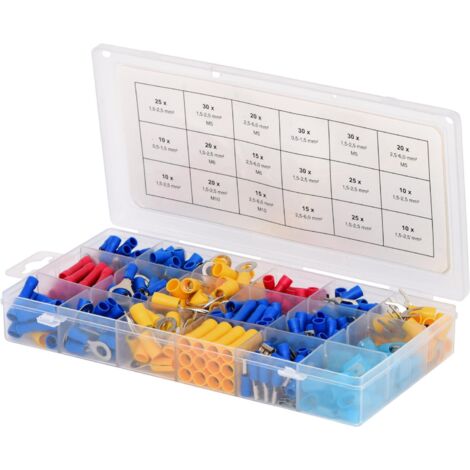 Ks Tools – Assortiment de 360 connecteurs à sertir – Sections 0,5-6 mm² – Couleurs rouge, bleu, jaune – Mallette de rangement incluse