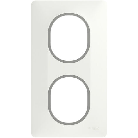PLAQUE DE FINITION DÉCO OVALIS SCHNEIDER 2 POSTES - VERTICAL - BLANC FILET CHROMÉ SCHNEIDER ELECTRIC