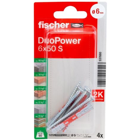 Chevilles DUOPOWER 6x50 avec vis 4.5x70, 10 pièces (1/5)