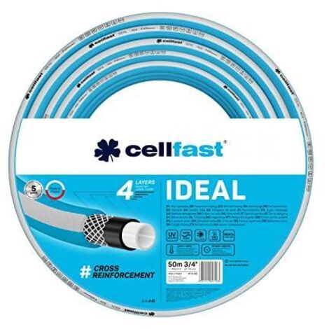 CELLFAST IDEAL TUYAU D'ARROSAGE, DURABLE, FLEXIBLE, 4 COUCHES, DURABLE TRESSE CROIX, RÉSISTANT AUX UV ET AUX ALGUES, TECHNOLOGIE (1/2)