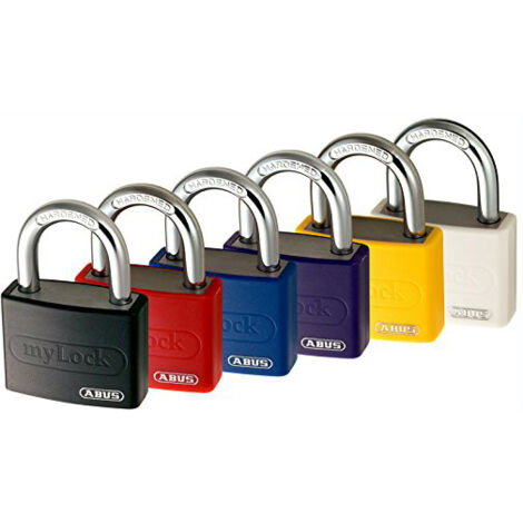 Abus – Cadenas à clé alu 40mm – Anse en acier cémenté avec protection renforcée – Cylindre à 5 goupilles – Couleurs assorties : bleu, rouge, jaune, noir, blanc