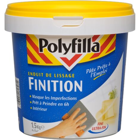 Polyfilla Enduit de Lissage Finition - Masque les imperfections - Fini ultra fin - Pâte 1,5 Kg