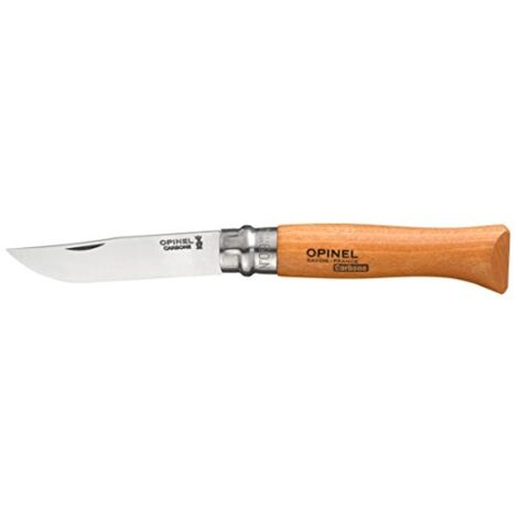 Couteau de poche Opinel N°9 – Lame acier carbone 9 cm – Manche hêtre verni – Anneau de sécurité Virobloc