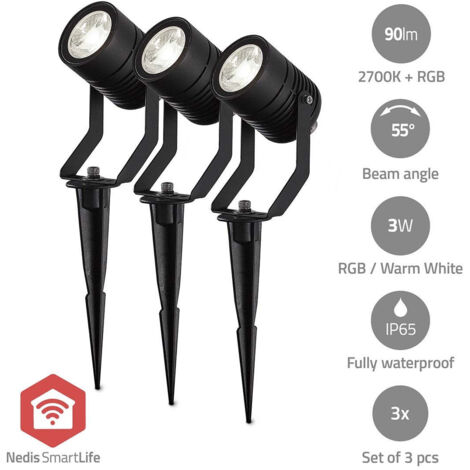 LAMPE D'EXTÉRIEUR SMARTLIFE 3 X 90 LM ZIGBEE 3.0 3 X 3 W RGB 2700 K ALUMINIUM ANDROID IOS NEDIS ZBLOS10RGBW3 (1/5)