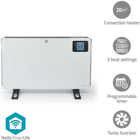 Smartlife chauffe convection wi fi 2000 w 3 niveaux de chaleur lcd 5 - 37 c thermostat reglable blanc (1/5)