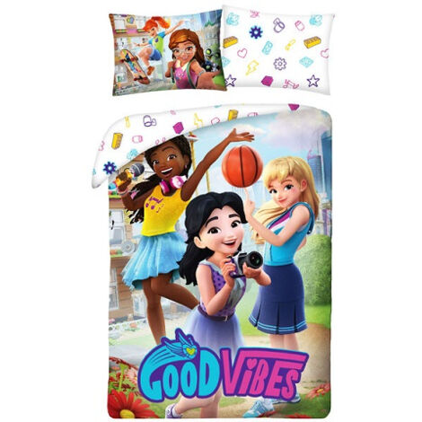 LEGO FRIENDS PARURE DE LIT SIMPLE 100 % COTON AVEC HOUSSE DE COUETTE ET TAIE D'OREILLER - TAILLE EUROPÉENNE LEG1016 (1/2)