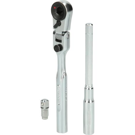 Kstools – Cliquet réversible 1/4' 9181590 – Mécanisme 72 dents – Acier chrome-vanadium – Adaptateur et rallonge inclus – Pour espaces restreints - D725892 (1/8)