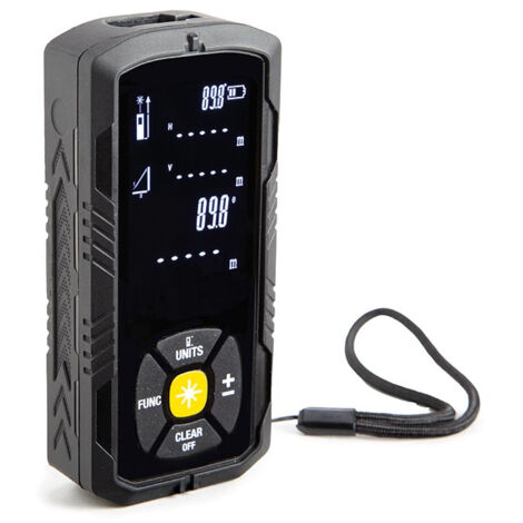 Velleman Télémètre laser 50m, mesure précise pour la construction et l'intérieur, compteur numérique, IP54, mesure continue de volume et de surface, fonction Pythagore, longue durée de vie des piles, (1/10)