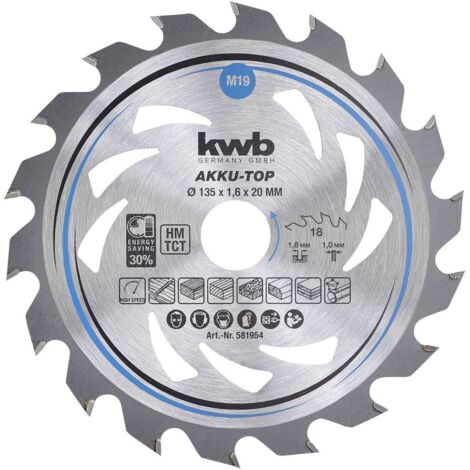 kwb 581954 Lame de scie circulaire au carbure 135 x 20 x 1.0 mm Nombre de dents: 18 1 pc(s) (1/5)