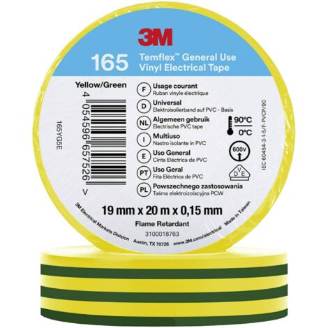 3M 165YG5E RUBAN ISOLANT VERT-JAUNE (L X L) 20 M X 19 MM 1 PC(S)