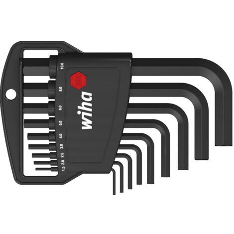 Wiha Jeu de clés mâles en étui Classic Six pans, 9 pcs, oxydé noir (06379)