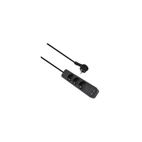 HELOS MULTIPRISE ADVANCED - 3 PRISES - CHARGEUR USB NOIR - 1,5 M - AVEC INTERRUPTEUR 262818
