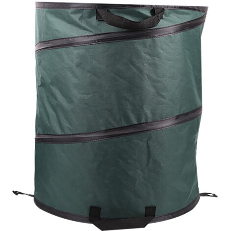 EDA - SAC DE RAMASSAGE POP UP 117 L - SAC À DÉCHETS DE JARDIN PLIABLE - WATERPROOF - 3 ANSES - Ø 50 X H.60 CM - VERT (1/4)