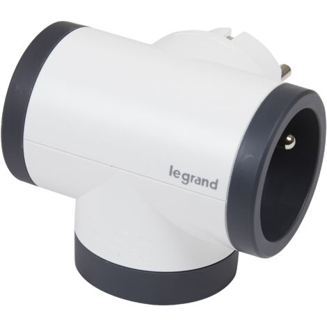 LEGRAND - FICHE MULTIPRISE ROTATIVE AVEC 2 PRISES LATÉRALES AVEC TERRE + USB TYPE-A+ TYPE-C- BLANC ET GRIS FONCÉ 049437 (1/4)