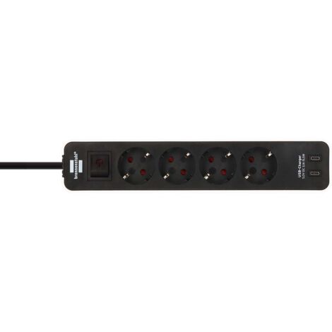 BRENNENSTUHL ECOLOR MULTIPRISE 4 PRISES AVEC PRISE DE CHARGE USB (MULTIPRISE AVEC 2 PORTS USB C, INTERRUPTEUR ET CÂBLE DE 1,5 M)