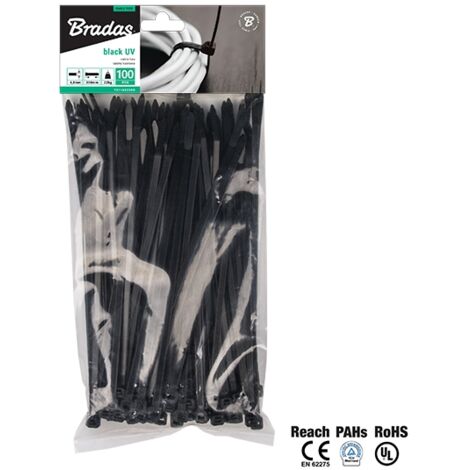 LOT DE 100 SERRE-CÂBLES NOIR AUX UV PROFESSIONNEL 7,6 X 300 MM NYLON INDUSTRIE CÂBLE WAHOOART JARRETELLES JARRETELLES BINDER CON (1/4)