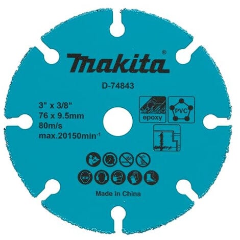 DISQUE DIAMANT CARBURE Ø76X10 MM POUR MEULEUSE COMPACTE - MAKITA D-74837 D-74843