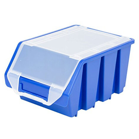 Drakkar Equipement – Boîte empilable avec couvercle – Polypropylène résistant – Dimensions 24x17x12,5 cm – Compartiment pour étiquettes – Couleur bleue