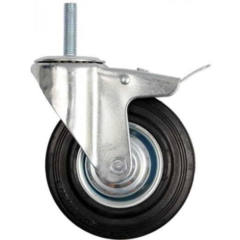 VOREL 87333-TIGE ANNELEE LANCEUR DOUBLE PIVOTANTE AVEC FREIN EN CAOUTCHOUC NOIR 125 MM