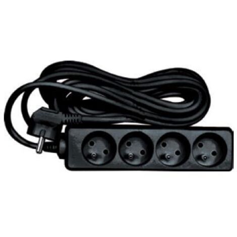 Rallonge électrique, noire, 3 prises avec terre, 1,5 m / 72615 / VOREL (1/2)