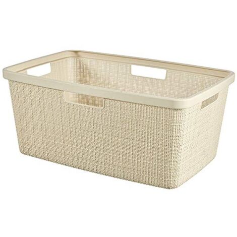 Curver – Panier à linge 46L en plastique recyclé – Dimensions 59x39x26 cm – 4 poignées confortables – Design esthétique pour rangement